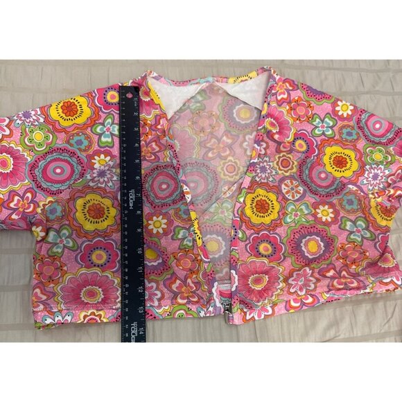 Tee 2 Sea Vintage Style Floral Mesh Long Sleeve Crop Top, XXL - Picture 9 of 9